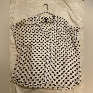 Victoria’s Secret sheer blouse white with black polka dots size L